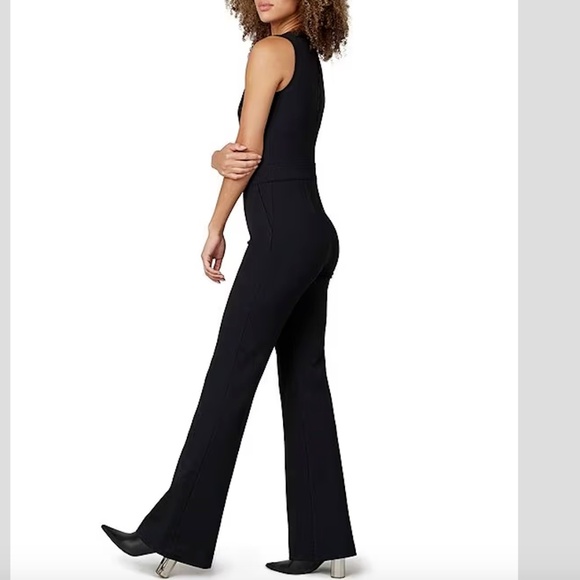 Spanx The Perfect Sleeveless flare Jumpsuit Ponte Black sz L - Picture 3 of 11